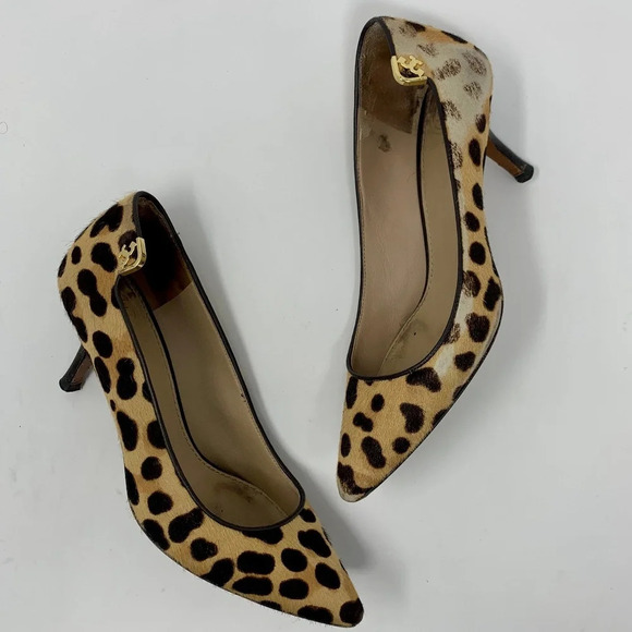 Tory Burch Elizabeth Calf Hair Pump Leopard Print - Picture 1 of 8